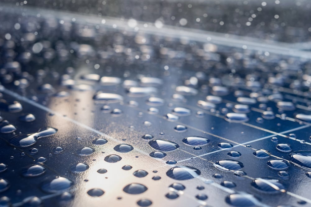 Raindrops on Solar Panel 